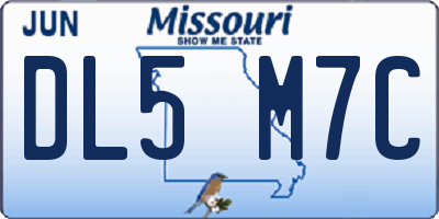 MO license plate DL5M7C