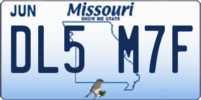 MO license plate DL5M7F