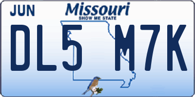 MO license plate DL5M7K