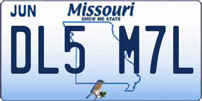 MO license plate DL5M7L