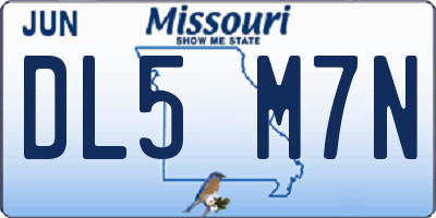 MO license plate DL5M7N