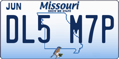 MO license plate DL5M7P