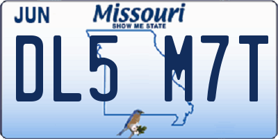 MO license plate DL5M7T