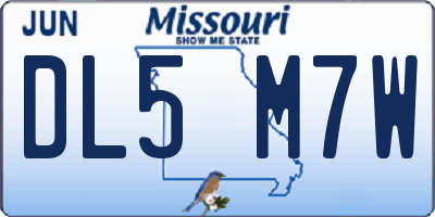 MO license plate DL5M7W