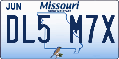 MO license plate DL5M7X