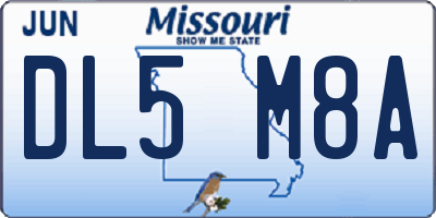 MO license plate DL5M8A