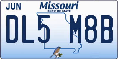 MO license plate DL5M8B