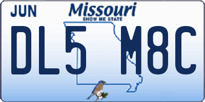 MO license plate DL5M8C