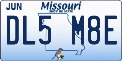 MO license plate DL5M8E