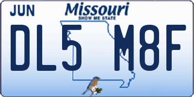 MO license plate DL5M8F