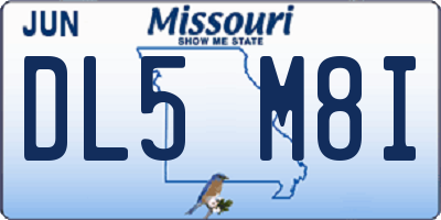 MO license plate DL5M8I