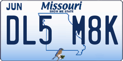 MO license plate DL5M8K