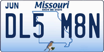 MO license plate DL5M8N