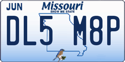 MO license plate DL5M8P