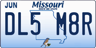 MO license plate DL5M8R