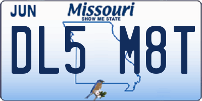 MO license plate DL5M8T