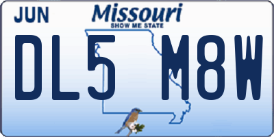 MO license plate DL5M8W