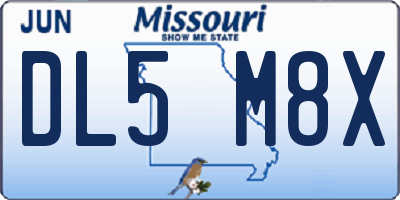 MO license plate DL5M8X