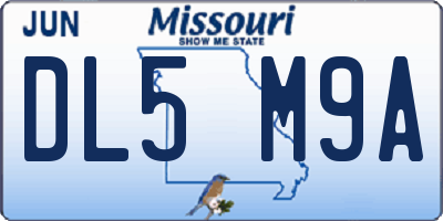 MO license plate DL5M9A