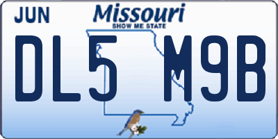 MO license plate DL5M9B