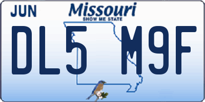 MO license plate DL5M9F