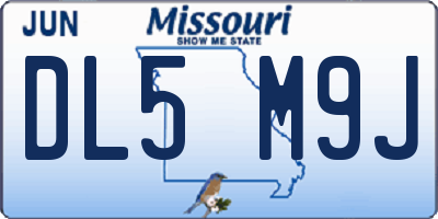 MO license plate DL5M9J