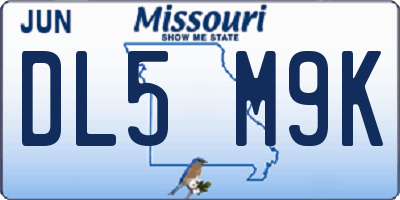 MO license plate DL5M9K