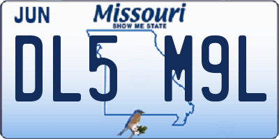 MO license plate DL5M9L
