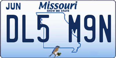 MO license plate DL5M9N