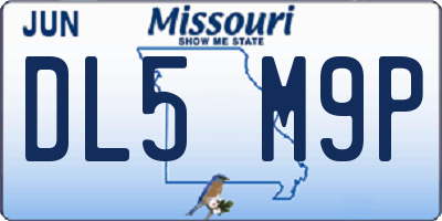 MO license plate DL5M9P