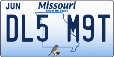 MO license plate DL5M9T