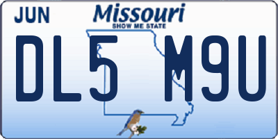 MO license plate DL5M9U