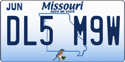 MO license plate DL5M9W