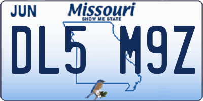 MO license plate DL5M9Z