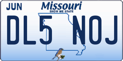 MO license plate DL5N0J