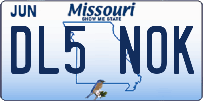 MO license plate DL5N0K