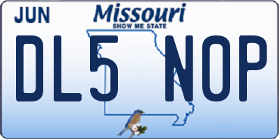 MO license plate DL5N0P