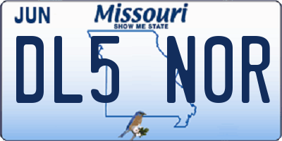 MO license plate DL5N0R