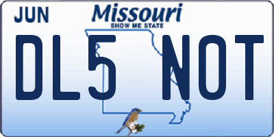 MO license plate DL5N0T