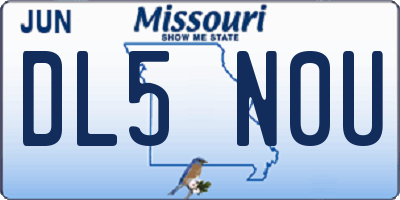 MO license plate DL5N0U