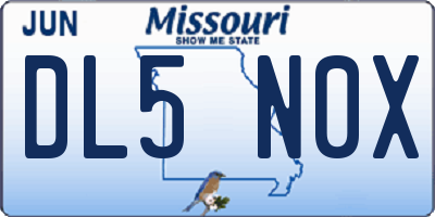 MO license plate DL5N0X