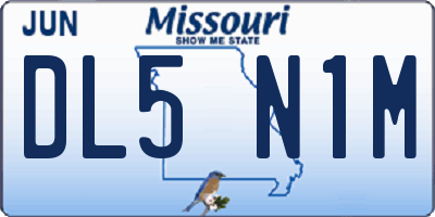 MO license plate DL5N1M