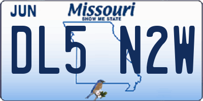 MO license plate DL5N2W