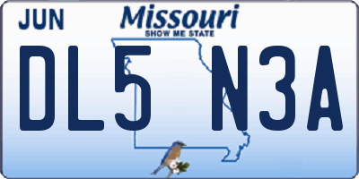 MO license plate DL5N3A