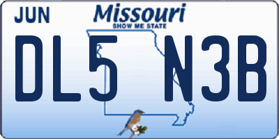 MO license plate DL5N3B