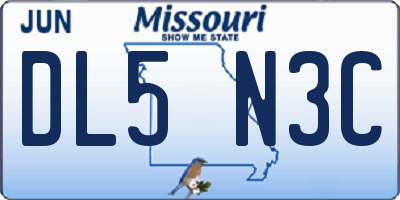 MO license plate DL5N3C