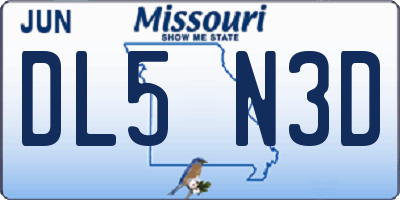 MO license plate DL5N3D