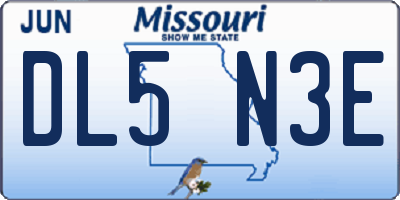 MO license plate DL5N3E