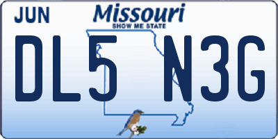 MO license plate DL5N3G