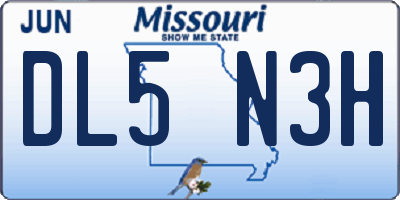 MO license plate DL5N3H